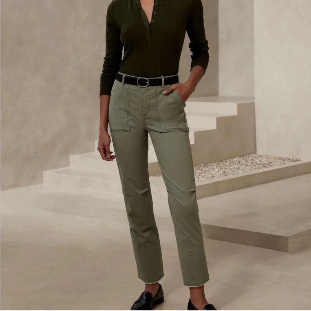 Banana Republic Utility Girlfriend Chino Ankle Pants New Eclipse Coal Size 10